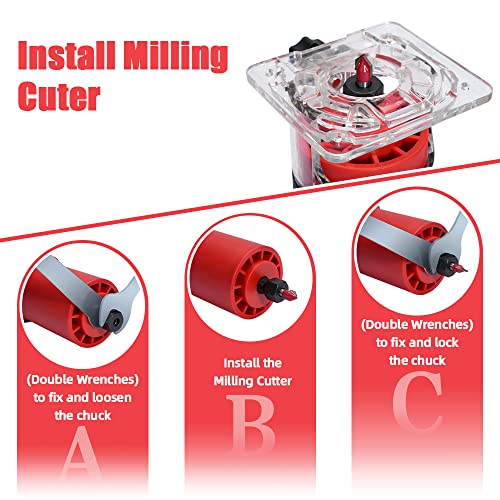 TEENO Wood Router, 650W 110V Compact Router Tools for Woodworking, 32000 RPM Hand Trim Router with 12 Pcs 1/4" Router Bits Set, 6 Variable Speeds, TEENO