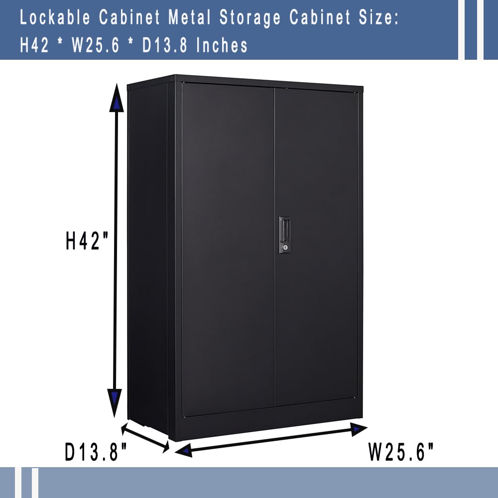 Anwick Metal Storage Cabinet with Locking Doors and 2 Adjustable Shelves, Small Lockable Steel Utility Cabinets for Home Office Garage Basement Anwick