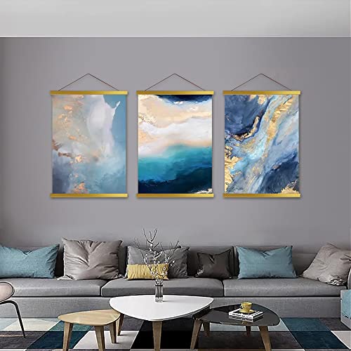 Bluesun 12 inch Magnetic Poster Hanger Frame, 12x16 12x18 12x24 Magnet Canvas Artwork Print Dowel Poster Hangers Frames Hanging Kit(12 inch, Gold) Bluesun