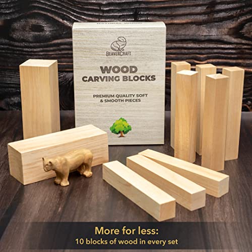 BeaverCraft BW10 Alder Wood Carving Blocks Wood for Whittling Carving Wood Blocks Whittling Wood Wooden Blocks for Crafts Wood Carving Wood Blank BeaverCraft