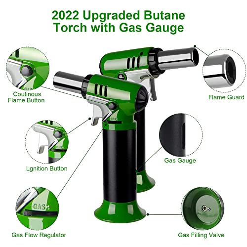 Koackl Refillable Butane Torch with Fuel Gauge & Safety Lock - Adjustable Flame - Perfect for Welding, Resin Art, & More - One-handed Operation Koackl