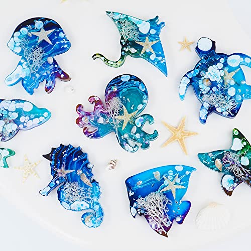 Pulcher Resin Molds, 16 Marine Terrestrial Amphibious Animals Keychain Making Silicone Mold for Epoxy Resin Casting Craft DIY Pendants Ornaments Pulcher