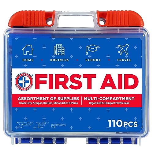 Be Smart Get Prepared 110 pc First Aid Kit: Clean, Treat, Protect Minor Cuts, Home, Office, Car, School, Business, Travel, Emergency, Outdoor, Be Smart Get Prepared