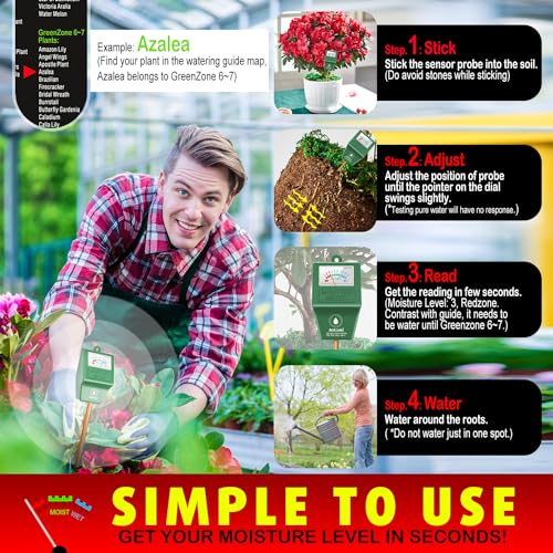 Antonki Soil Moisture Meter for Indoor Plants, Plant Water Meter, Soil Hygrometer Monitor, Soil Sensor Water Test Kit for Flower, Tree Gardening, Antonki