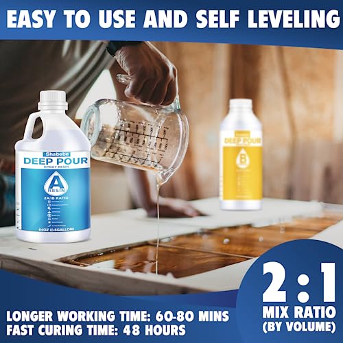 Deep Pour Epoxy Resin 0.75 Gallon, 2 to 4 Inch Depth Clear Epoxy Resin Kit with Mixer, Bubble Free, Low Odor 2:1 Casting Resin for Table Top, Shabebe