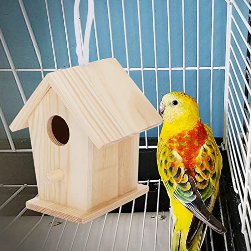 Wooden Birdhouses, 4Pcs Mini Hanging Birds Nests Ornaments Kids DIY Painting Crafts Set, Unfinished Wood Bird House for Outdoor Garden Balcony Hapivida