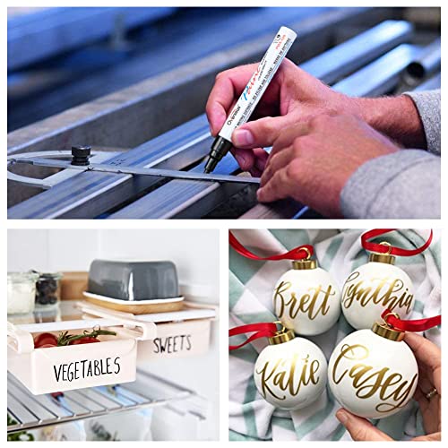 Permanent Paint Pens Silver Markers - 2 Pack Metallic Oil Based Paint Markers, Medium Tip, Quick Drying and Waterproof Marker Pen for Metal, Rock Overseas