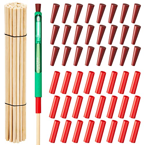 90 Pieces Epoxy Glitter Pen Turner Attachment Set, Including 30 Nonstick Sleeves 30 Silicone Plugs Silicone Pen Caps 30 Dowels Glitter Pen Project Outus