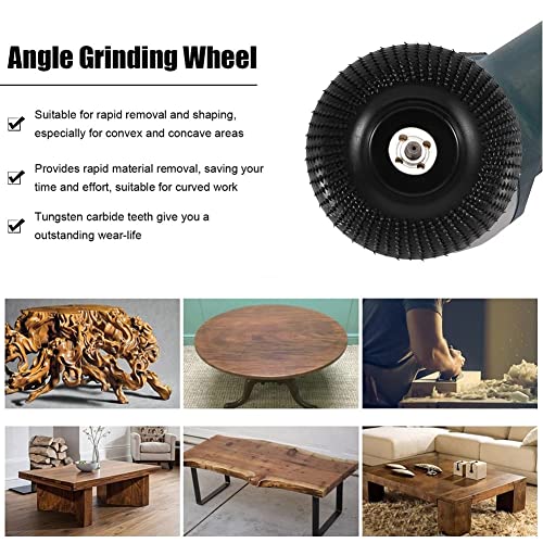 3pcs Wood Carving Disc 4 Inch Wood Shaping Wheel Titanium Steel Wood Grinding Shaping Disk Grinder Wheel Disc for Angle Grinders with 5/8” Arbor AZB AZB