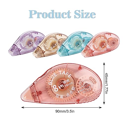 4 Pack Double Sided Tape Roller, Scrapbook Supplies, Glue Tape Roller for Crafts, Double-Sided Adhesive Tape Runner for scrapbooking, Home School HUIRUSO