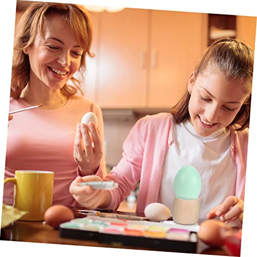 DECHOUS 1 Set Easter Eggs Unfinished Wooden Egg Wooden Egg Stand Wooden Egg Holder Easter Egg Cup Wooden Fake Eggs Artificial Food Props Easter Egg DECHOUS