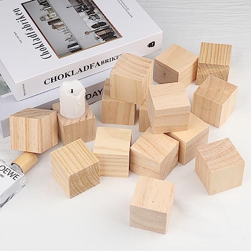 50 Packs Wooden Blocks for Crafts, 2 Inch Pine Wood Cubes, Wooden Cubes for Paint, Stamp, Decorate, DIY Projects and Personalized Gifts,by GNIEMCKIN. GNIEMCKIN