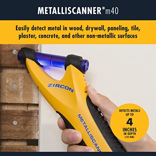 Zircon MetalliScanner m40 Handheld Electronic Metal Detector For Use on Dry Wall, Concrete, Lathe and Plaster, Stucco and More Zircon