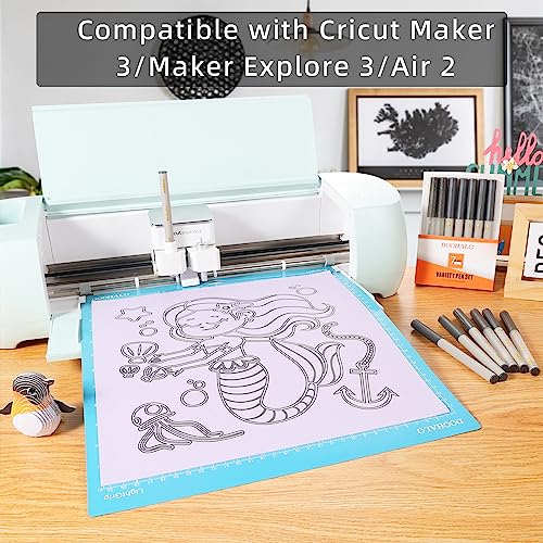 DOOHALO Metallic Grey Black Pens for Cricut Maker 3/Maker/Explore 3/Air 2/Air 1.0/0.8/2.0/2.5 Variety Point Tips Gel Glitter Markers for drawing DOOHALO