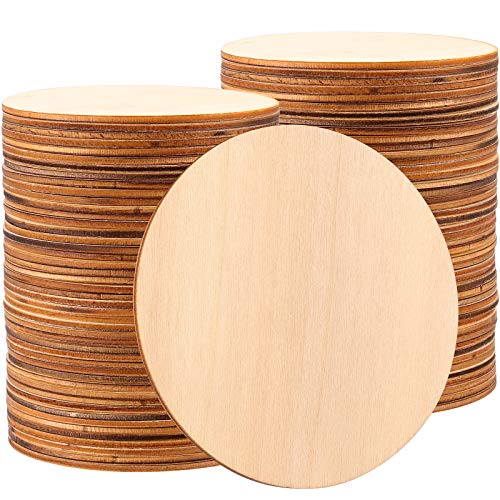 ZEONHAK 50 Pack 7.8 Inches Wood Circle for Craft, Natural Unfinished Wood Rounds, Round Wood Cutouts for Painting, DIY Craft, Decoration ZEONHAK