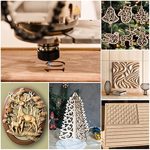 HQMaster Spiral Router Bits Down Cut 1/4 inch Shank Solid Carbide Nano Blue Coated Spiral Downcut CNC Bits End Mill for Wood Cut Carving Engraver HQMaster