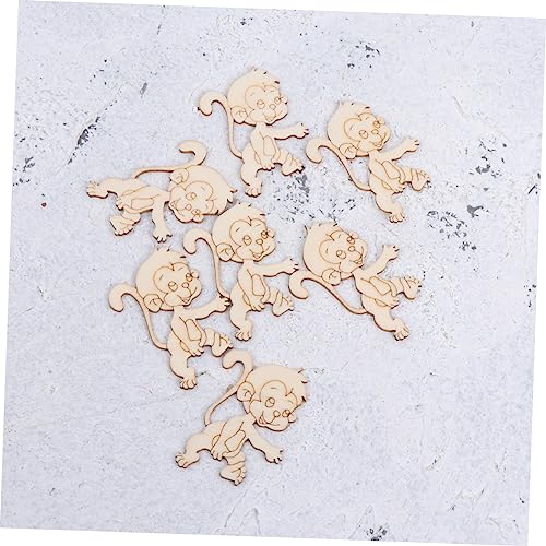 TEHAUX 40 pcs Wood Cutouts for Crafts Christmas Desktop Decor Unfinished Wood Monkey Cutout Shapes Xmas Table centerpieces Christmas Figurine TEHAUX