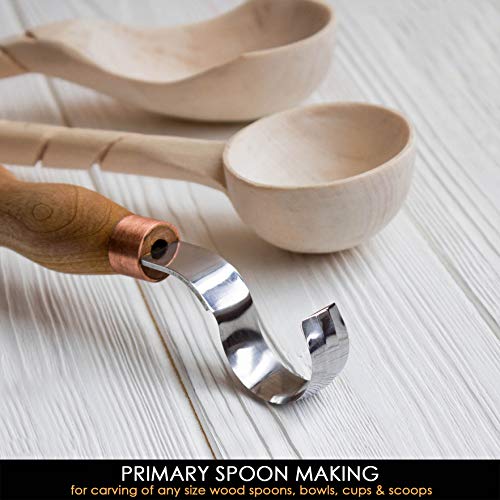 BeaverCraft Hook Knife Wood Carving SK2 Long Knives Spoon Carving Tools 1.2'' Long Handle 12'' Spoon Knife Wood Carving Tools Bowl Kuksa Carving Tool BeaverCraft