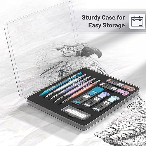 Mr. Pen- Pastel Mechanical Pencil Set with Black Lead and Eraser Refills, Clear Barrel, 0.3, 0.5, 0.7, 0.9, 2mm, Pastel Mechanical Pencils, Cute Mr. Pen