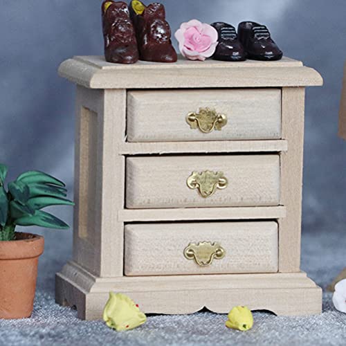 Abaodam 1pc Bedside Table Model Solid Wood Nightstand Drawer Dresser Mini Accessories Unfinished Nightstand Dollhouse Doll Decoration Dollhouse Abaodam