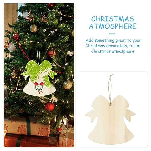 EXCEART 10Pcs Bell Shape Wood Cutouts Unfinished Christmas Wooden Ornaments Xmas Tree Hanging Embellishments Crafts for DIY Arts Crafts Holiday Party EXCEART