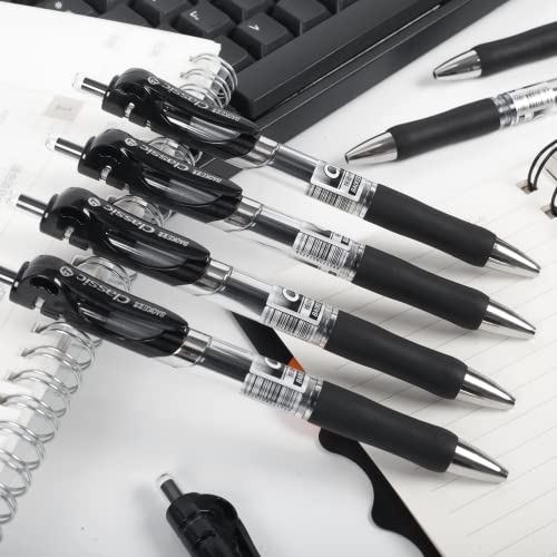 YPENSLZX 0.7mm Gel Pens, Black Ink, Retractable Rolling Ball Gel Pens, Writing Smoothly, Large Capacity, Suitable for Working or Studying, 12-Pack, YPENSLZX