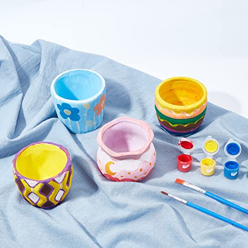 WEBEEDY 4 Sets Ceramic Paint Kit Ceramic Succulent Planters Pots to Paint Figurines Paint Craft Kit Paintable Ceramics Pottery Painting Kit for Kids WEBEEDY