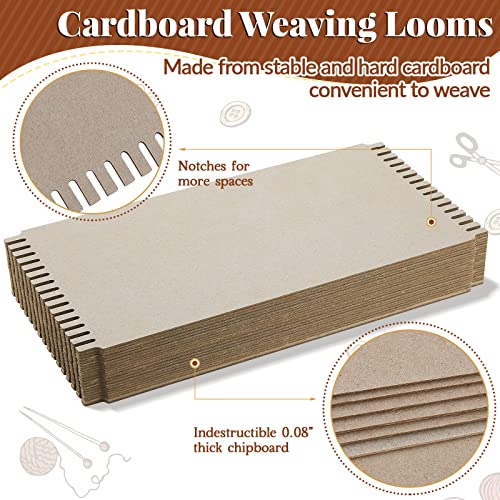 Henoyso 48 Pcs Cardboard Weaving Looms Weaving Loom for Kids Loom Cardboard Wide Notch Weaving Loom Weaving Boards for Beginners Knitting Sewing Henoyso