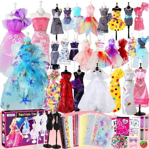 Jumlys 600+PCS Fashion Designer Kits for Girls Ages 6, 7, 8, 9, 10, 11, 12, Sewing Kits with 4 Mannequins for Kids Ages 6-8, 8-12, DIY Arts and Jumlys