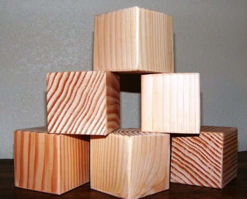 3-Inch Natural Unfinished Wood Blocks - Set of 96 (Ninety six) Wooden Cubes (Each is 3 Inches Square) Steve's Gift Shoppe