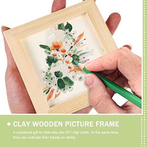 Toddmomy 8 pcs Clay picture frame photo frame wooden craft frames unfinished wooden picture frames Clay Wooden Picture Frame Painting Clay Wooden Toddmomy