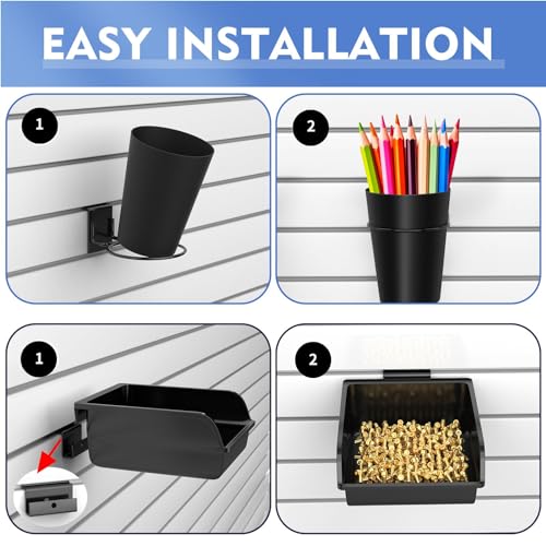 22 Pieces Slatwall Accessories Organizer Kit with Slatwall Hooks, Slatwall Bins, Slatwall Cups, Slatwall Basket, Slatwall Screwdriver Holders for BeapTcely