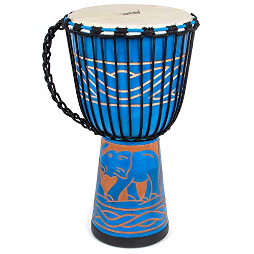 Djembe Drum, AKLOT African Drum Hand-Carved 9.5'' x 20'' Mahogany Goatskin Drumhead for Starter Beginners Adult AKLOT