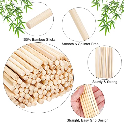 OLYCRAFT 100PCS 8×1/4 Inch Natural Wood Dowel Rods 7.87 Inch Long Bamboo Craft Sticks Round Unfinished Wood Sticks for Arts Crafts and DIY Projects OLYCRAFT