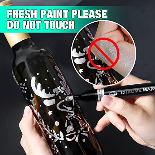 5 Chrome Paint Pen - Mirror Chrome Marker for Plastic Model Metal Repair Kit Tire DIY, Liquid Chrome Pen, Metallic Silver Permanent Marker DAPAWIN