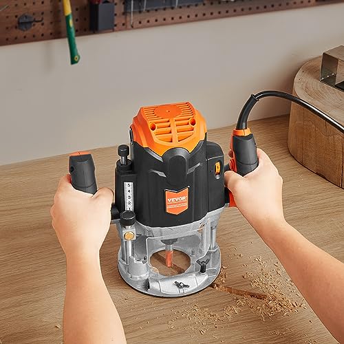 VEVOR Plunge Router, 3-1/4 HP, 120V, 12000-23000 RPM Variable Speed, Electronic Plunge Base Router, Plunge Woodworking Router Kit with Carry Case, VEVOR