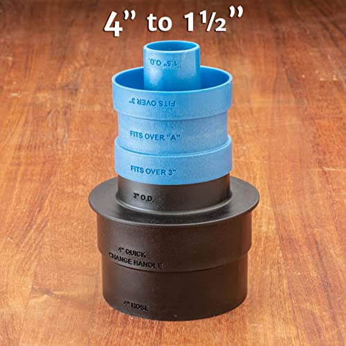 Dust Right Stacking Dust Port Adapter Set (3-Piece) – Interchangeable Vacuum Adapter for Dust Collection Hose & Tools – Glass Reinforced ROCKLER