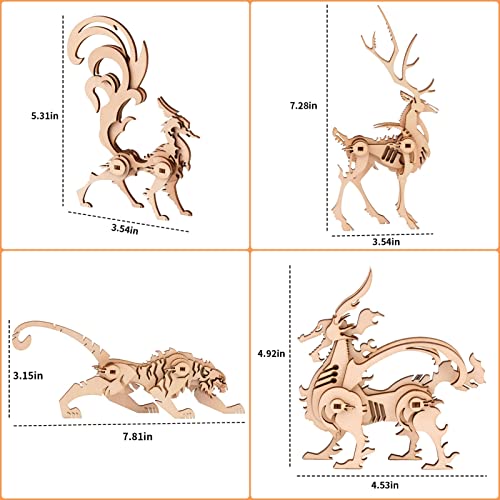 3D Wooden Puzzles Animal Model - Collectibles Wooden Model Kits for Adults Desk Display Gift for Boys/Girls(5 pcs) (Animal Model) yii wmoc