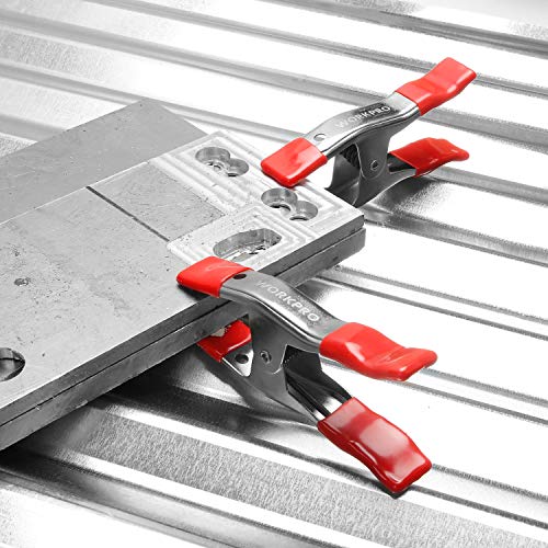 WORKPRO 8-pack Spring Clamps for Woodworking, 6-19/64 inch Large Steel Clamp Set, 2 inch Jaw opening, Nickel-plated, Heavy Duty Clips for Backdrops WORKPRO