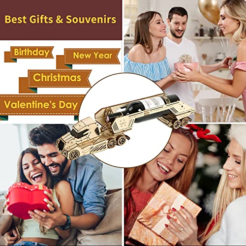 Hallisun 3D Wooden Puzzle for Adults, Wooden Red Wine Rack Mechanical Model Kit, DIY Funny Puzzle Handicraft Wood Craft Kit, Birthday Gift for Family Hallisun