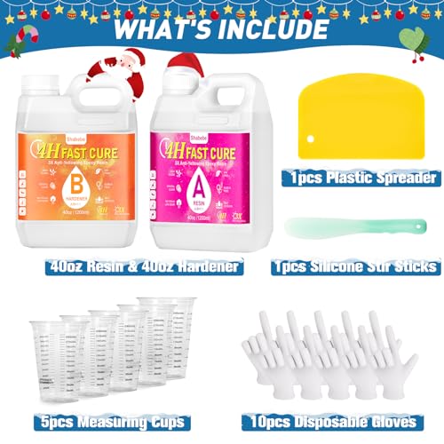 Fast Cure Epoxy Resin 80oz-Shabebe Upgrade 4H Demold Epoxy Resin with 3X Anti-Yellowing, Crystal Clear & Bubble Free Epoxy Resin, Casting & Coating Shabebe