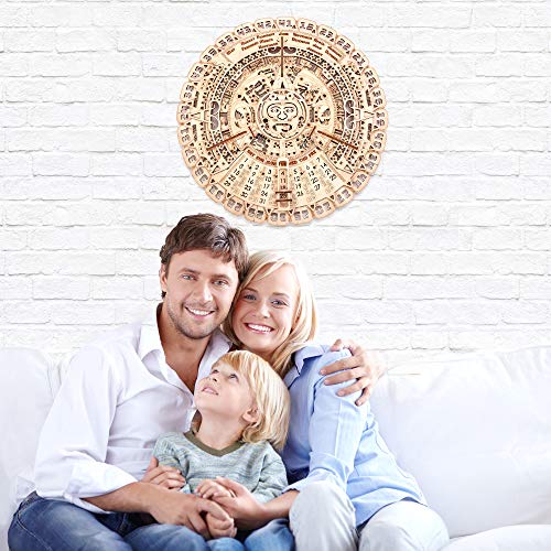 Wood Trick Mayan Wall Calendar 3D Wooden Puzzles for Adults and Kids to Build - 16" - Wooden Model Kit - Aztec Calendar Wood Trick