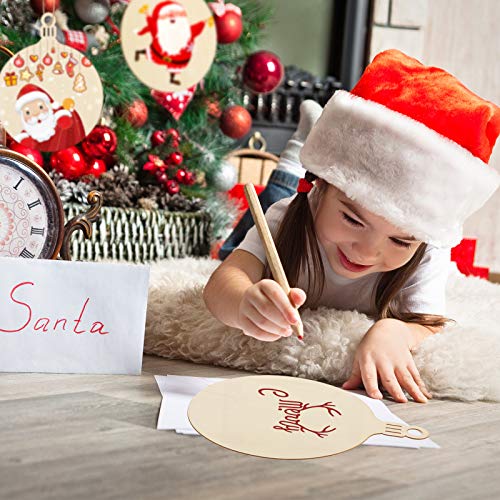 WILLBOND 8 Pcs Wooden Round Cutouts Christmas Hanging Ornaments Large Round Cutouts Star Shape Unfinished Blank Cutouts Christmas Hanging for WILLBOND