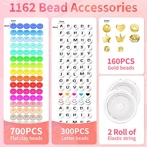 ARTDOT 1642 Pcs Clay Beads for π
π«π’ππ§ππ¬π‘π’π© ππ«ππππ₯πππ¬ Jewelry Making, 24 Styles Assorted Polymer Preppy Beads Charms Kit Crafts for Kids Teen Girl ARTDOT