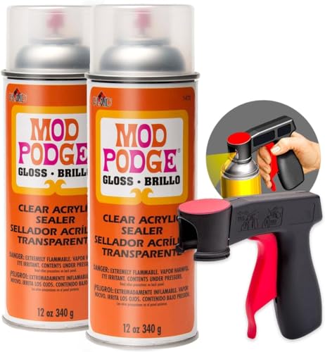Mod Podge Spray Acrylic Sealer Glossy 2-Pack, Clear Coating Matte Paint Sealer Spray, Spray Can Sprayer Handle GRAS Art Bundles
