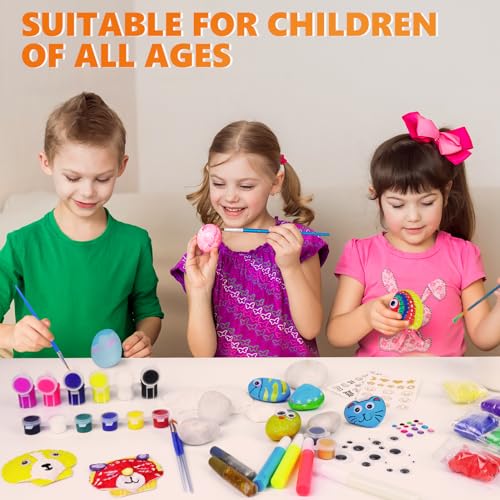2 Pack Separate Kids Rock & Sea Shell Painting Kit, Arts & Crafts Gifts for Girls and Boys Kids Activities Kits, Creative Art Decorations Paint Kit Gotega