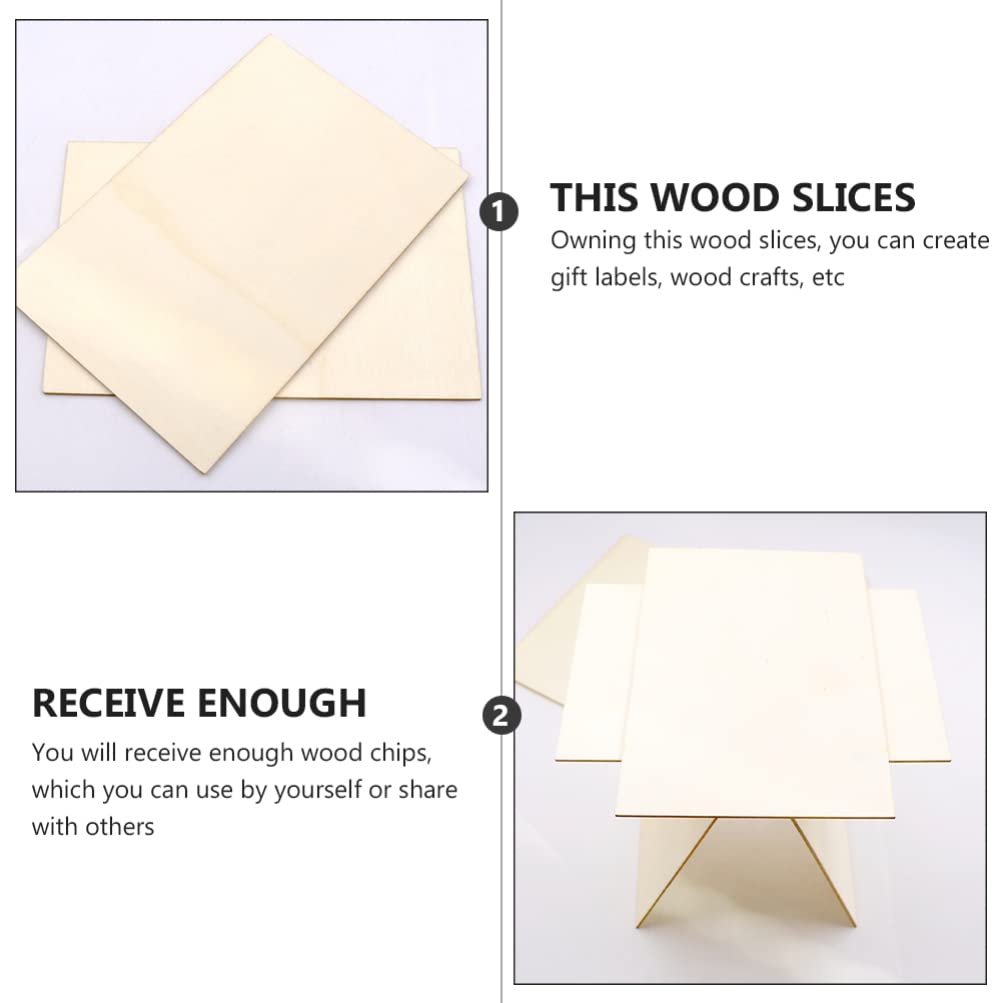 Sewroro 10pcs Pieces Rectangular Veneer Wooden Square Coasters Rectangular Wood Chips Balsa Wood DIY Wood Planks Wood Board Home Decoration Sewroro