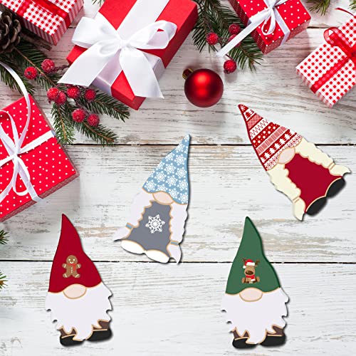 Whaline 10Pcs Tiered Tray Decor Unfinished Gnome Wooden Cutouts with Line Boy & Girl Gnome Table Wooden Signs DIY Freestanding Craft for Home Kitchen Whaline