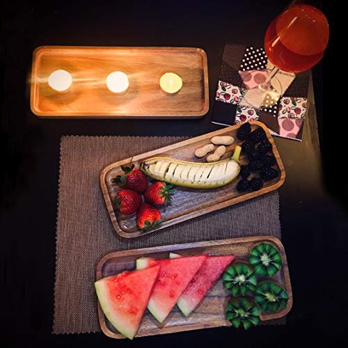 Wooden Serving Tray and Platters Dishwasher Safe Set of 3 Unfinished Wooden Platters Party Plates Bar Plate Wooden TV Trays Fruit Serving Food Board wood tray