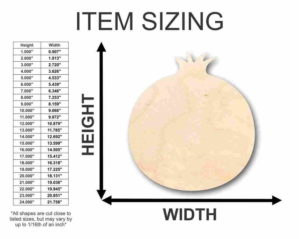 Unfinished Wood Pomegranate Shape - Fruit - Craft - up to 24" DIY 7" / 1/8" 24 Hour Crafts